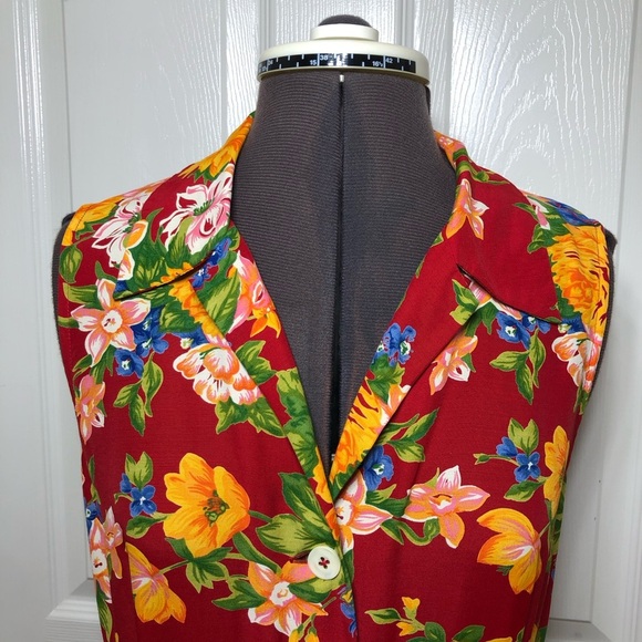 BANANA REPUBLIC Vintage Made Hong Kong Collar Pockets Button Down Floral Dress 8 - Picture 2 of 14